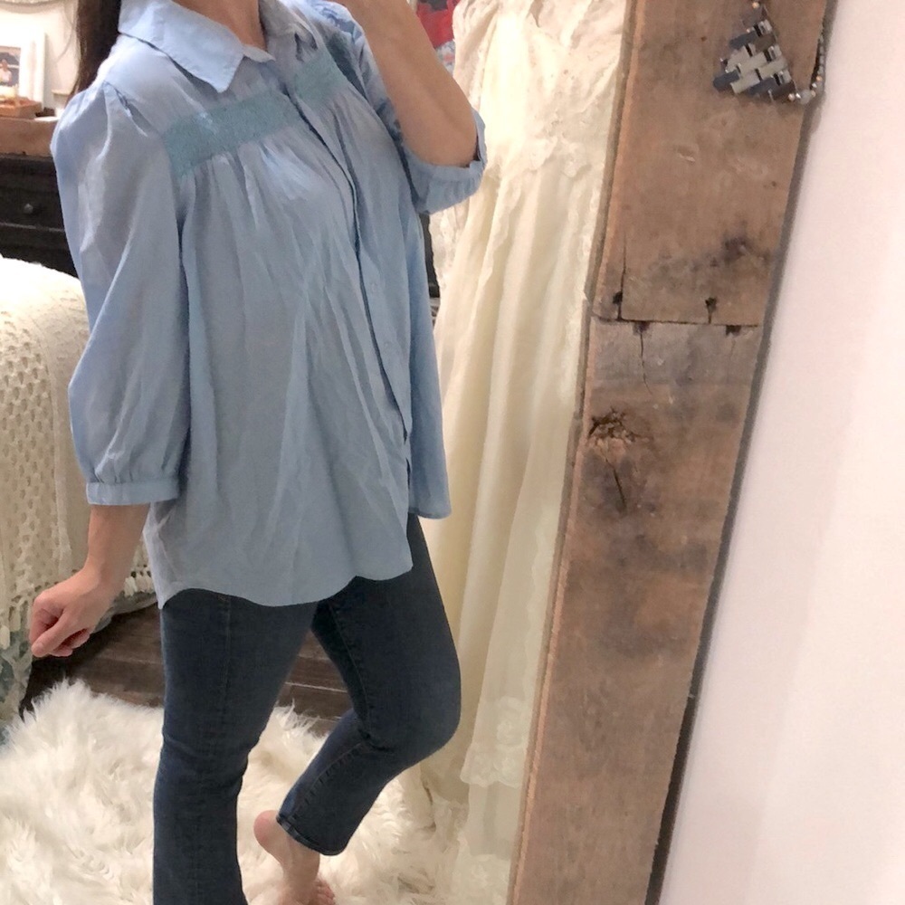 Salon Studio blue boho top size XLarge